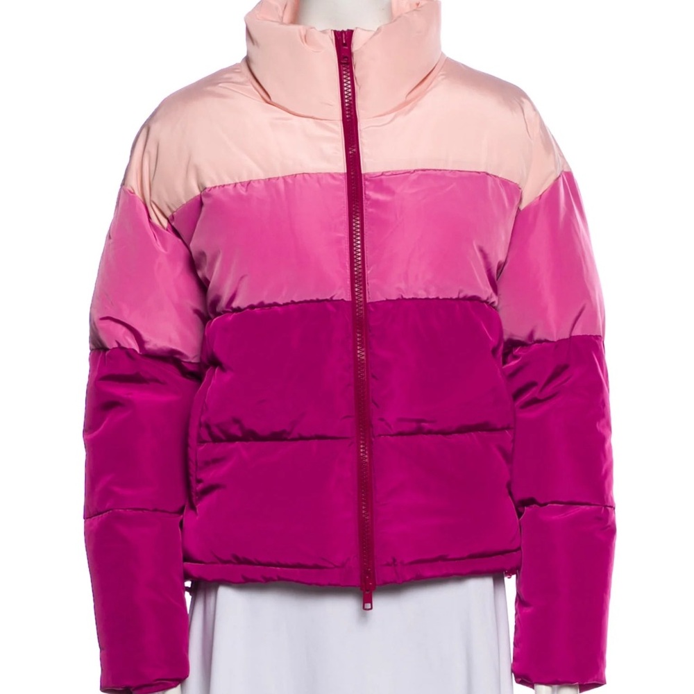 Rebecca Minkoff Vibrant Pink and Cream Puffer Jacket - Picture 2 of 9